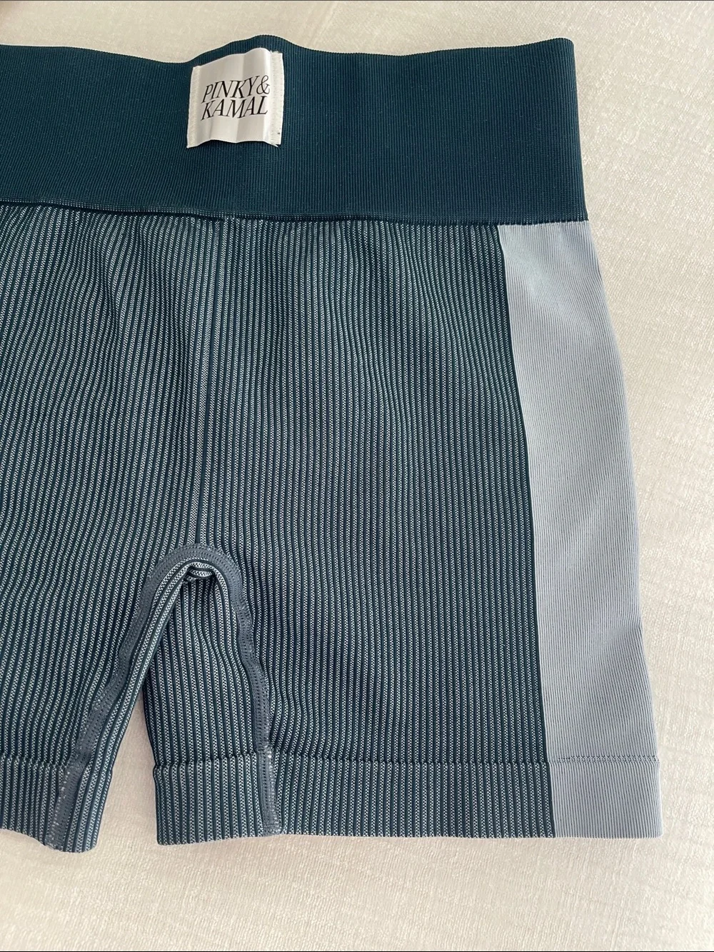 Pinky and Kamal Shorter Midi Short in Blue Ribbed